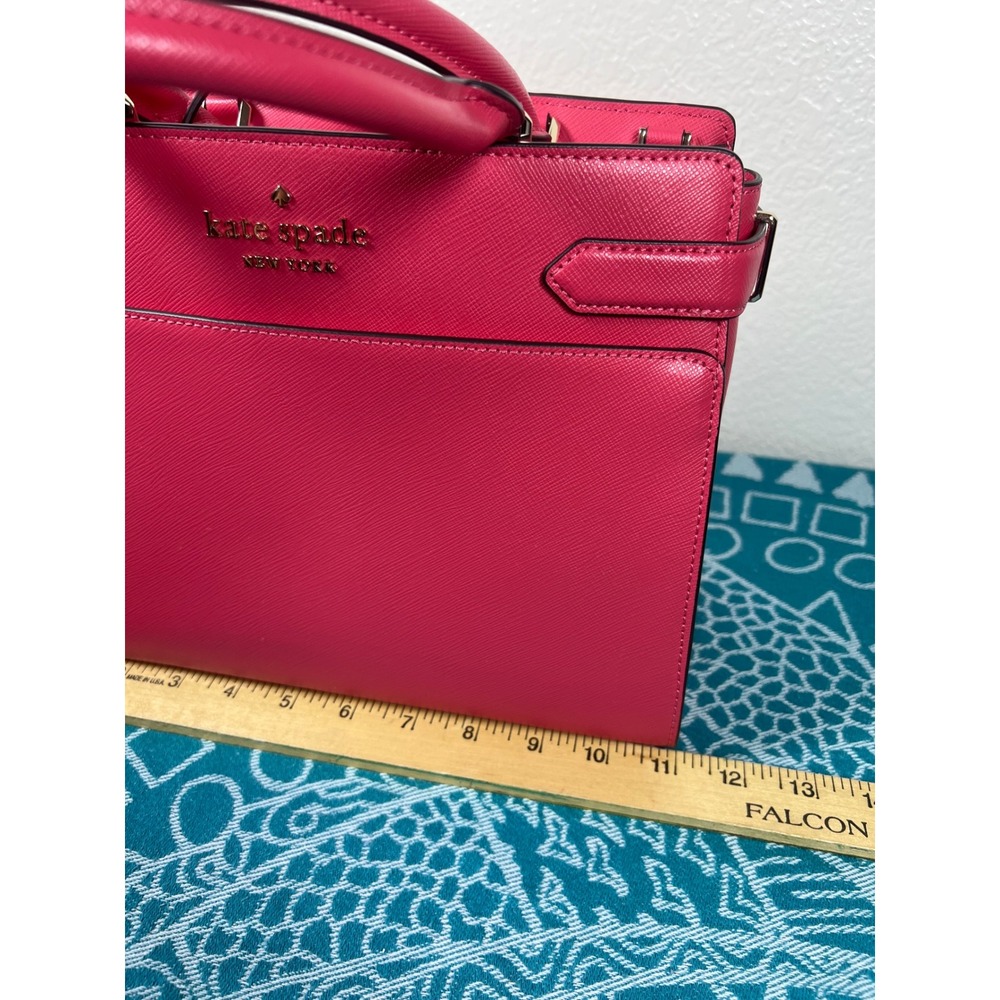 Kate Spade New York Satchel Crossbody Handbag Purse Coral PINK Safiano Leather - Picture 8 of 16